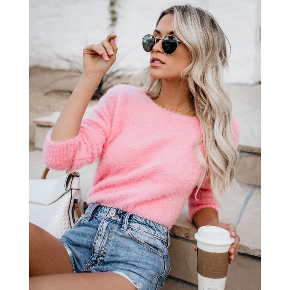 Vici Cotton Candy Pink Fuzzy Cozy Sweater